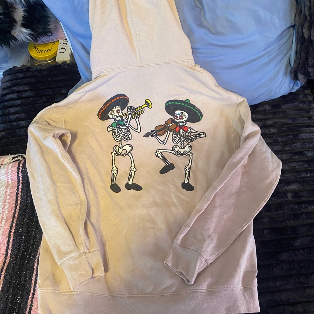 Skeleton Graphic Beige Hoodie